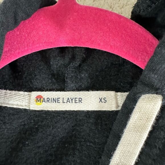 Marine layer Sweatshirt Womens Size XS zip up hoodie cotton Model Blend Black - Picture 7 of 11